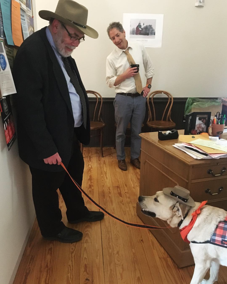 Honors College Dean with Pet Therapy dog Darwin